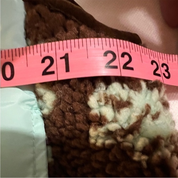 Brown cropped faux fur fleecy xl vest womens cider NWT turquoise front pockets - Picture 10 of 12